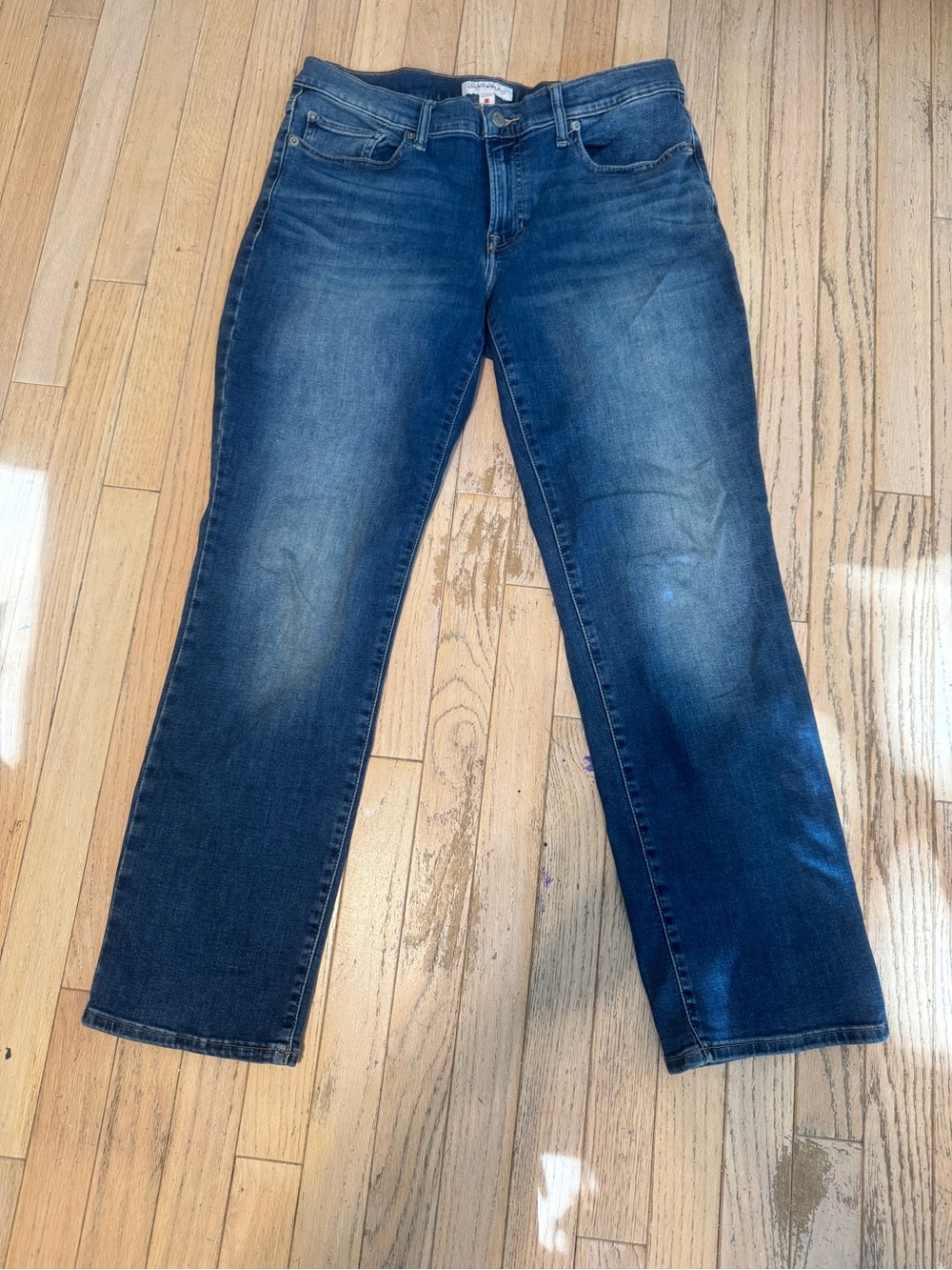 Lucky Brand Lucky Braid Straight Leg Jeans Size 12 Medium Wash Stretch Denim
